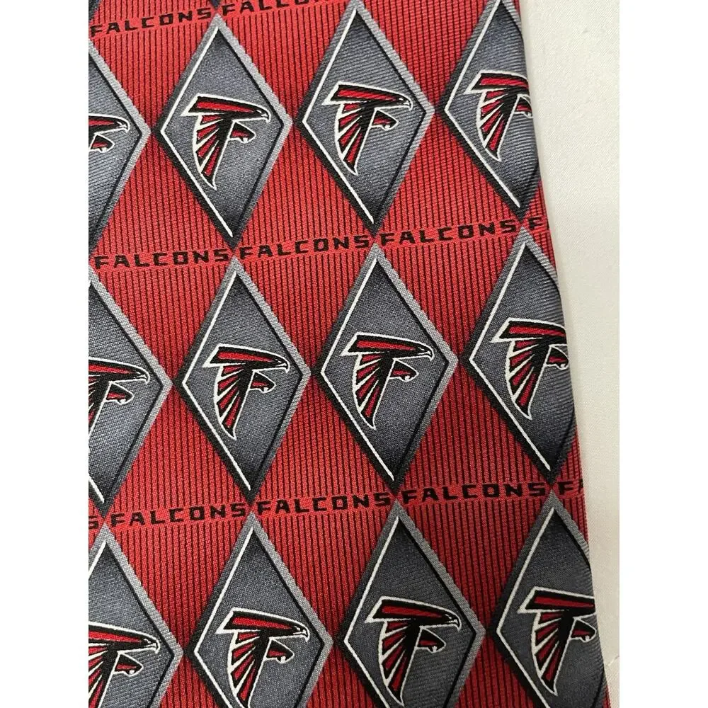 Atlanta Falcons NFL 100% Silk Necktie Red Gray Team Logo Geometric Men's Tie